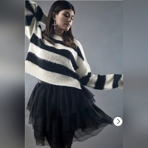 Francesca's Black Ruffled Mini Skirt XS NWT